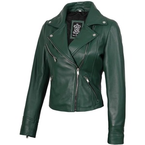 image:imageDecrum Asymmetrical Womens Leather Jacket  Motorcycle Style Leather Jackets for WomenGreen