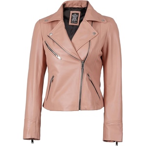 image:imageDecrum Asymmetrical Womens Leather Jacket  Motorcycle Style Leather Jackets for WomenPink