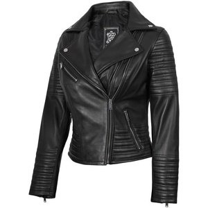 image:imageDecrum Real Lambskin Women Leather Jacket Asymmetrical Motorcycle StyleN Black