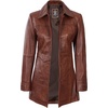 image:imageDecrum Real Lambskin 34 Length Leather Jacket Car Coat Style for WomenCognac Wax