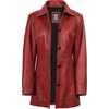 image:imageDecrum Real Lambskin 34 Length Leather Jacket Car Coat Style for WomenRed