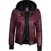 image:imageDecrum Real Lambskin Leather Bomber Jacket Women with Detachable HoodBurgundy