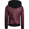 image:imageDecrum Real Lambskin Leather Bomber Jacket Women with Detachable HoodBurgundy