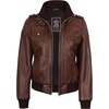 image:imageDecrum Real Lambskin Leather Bomber Jacket Women with Detachable HoodCognac Wax