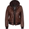 image:imageDecrum Real Lambskin Leather Bomber Jacket Women with Detachable HoodCognac Wax