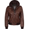 image:imageDecrum Real Lambskin Leather Bomber Jacket Women with Detachable HoodCognac Wax