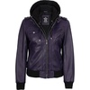 image:imageDecrum Real Lambskin Leather Bomber Jacket Women with Detachable HoodPurple Wax