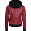 image:imageDecrum Real Lambskin Leather Bomber Jacket Women with Detachable HoodRed