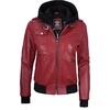 image:imageDecrum Real Lambskin Leather Bomber Jacket Women with Detachable HoodRed
