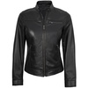 image:imageDecrum Real Lambskin Leather Cafe Racer Jacket Women Moto Biker StyleBlack