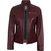image:imageDecrum Real Lambskin Leather Cafe Racer Jacket Women Moto Biker StyleBurgundy