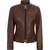 image:imageDecrum Real Lambskin Leather Cafe Racer Jacket Women Moto Biker StyleCognac Wax