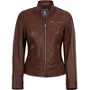 image:imageDecrum Real Lambskin Leather Cafe Racer Jacket Women Moto Biker StyleCognac Wax