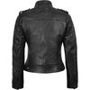 image:imageDecrum Real Leather Jacket Wome Cafe Racer Moto Style with Rib Knit CollarBlack