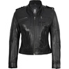 image:imageDecrum Real Leather Jacket Wome Cafe Racer Moto Style with Rib Knit CollarBlack