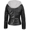 image:imageDecrum Womens Asymetrical Leather Jacket with Detachable HoodBlack