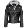 image:imageDecrum Womens Asymetrical Leather Jacket with Detachable HoodBlack