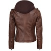 image:imageDecrum Womens Asymetrical Leather Jacket with Detachable HoodCognac