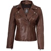 image:imageDecrum Womens Asymetrical Leather Jacket with Detachable HoodCognac