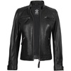 image:imageReal Womens Leather Jacket  Cafe Racer Style Leather Jackets for WomenBlack