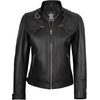 image:imageReal Womens Leather Jacket  Cafe Racer Style Leather Jackets for WomenBlack Gold