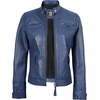 image:imageReal Womens Leather Jacket  Cafe Racer Style Leather Jackets for WomenBlue