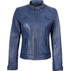 image:imageReal Womens Leather Jacket  Cafe Racer Style Leather Jackets for WomenBlue