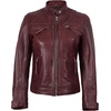 image:imageReal Womens Leather Jacket  Cafe Racer Style Leather Jackets for WomenBurgundy