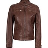 image:imageReal Womens Leather Jacket  Cafe Racer Style Leather Jackets for WomenCognac Wax
