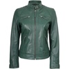 image:imageReal Womens Leather Jacket  Cafe Racer Style Leather Jackets for WomenGreen