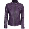 image:imageReal Womens Leather Jacket  Cafe Racer Style Leather Jackets for WomenPurple Wax