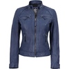 image:imageReal Womens Leather Jacket  Cafe Racer Style Leather Jackets for WomenWashed Distressed Blue