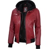 image:imageDecrum Real Lambskin Leather Bomber Jacket Women with Detachable HoodRed