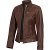 image:imageDecrum Real Lambskin Leather Cafe Racer Jacket Women Moto Biker StyleCognac Wax