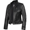 image:imageDecrum Real Leather Jacket Wome Cafe Racer Moto Style with Rib Knit CollarBlack