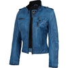 image:imageDecrum Real Leather Jacket Wome Cafe Racer Moto Style with Rib Knit CollarBlue
