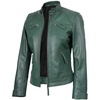 image:imageReal Womens Leather Jacket  Cafe Racer Style Leather Jackets for WomenGreen