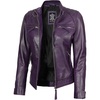image:imageReal Womens Leather Jacket  Cafe Racer Style Leather Jackets for WomenPurple Wax