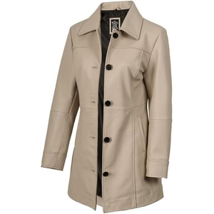 image:imageDecrum Real Lambskin 34 Length Leather Jacket Car Coat Style for WomenBeige