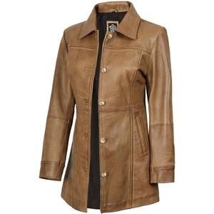 image:imageDecrum Real Lambskin 34 Length Leather Jacket Car Coat Style for WomenCamel