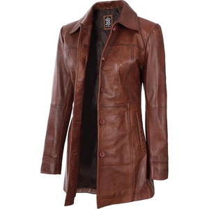 image:imageDecrum Real Lambskin 34 Length Leather Jacket Car Coat Style for WomenCognac Wax