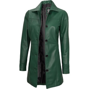 image:imageDecrum Real Lambskin 34 Length Leather Jacket Car Coat Style for WomenGreen