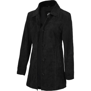image:imageDecrum Real Lambskin 34 Length Leather Jacket Car Coat Style for WomenSuede Black