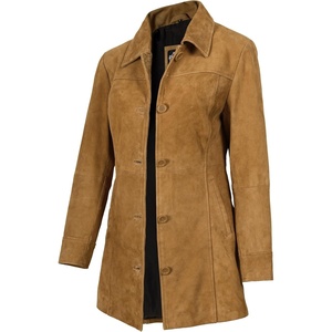image:imageDecrum Real Lambskin 34 Length Leather Jacket Car Coat Style for WomenSuede Light Brown