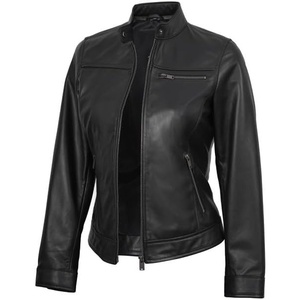 image:imageDecrum Real Lambskin Leather Cafe Racer Jacket Women Moto Biker StyleBlack