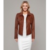 image:imageDecrum Real Lambskin Trucker Leather Jacket for Women with Button ClosureCognac Wax