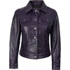 image:imageDecrum Real Lambskin Trucker Leather Jacket for Women with Button ClosurePurple Wax