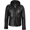 image:imageDecrum Real Lambskin Casual Leather Jacket Men with Removeable HoodMerrill  Black Hooded Leather Jacket