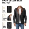 image:imageDecrum Real Lambskin Leather Blazer Men  Casual Mens Leather Blazer JacketBlack With Cognac Wax Collar