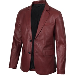 image:imageDecrum Real Lambskin Leather Blazer Men  Casual Mens Leather Blazer JacketBurgundy